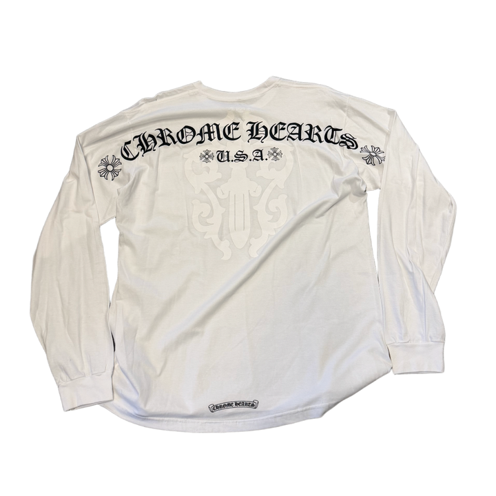 Chrome Hearts 'Plus Cross White Dagger' White Pocket Longsleeve