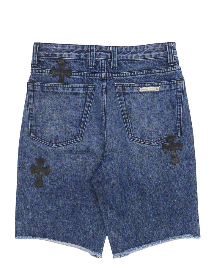 Chrome Hearts '7 Cross Patch' Blue Jean Shorts