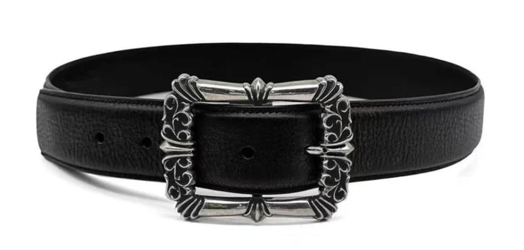 Chrome Hearts 'Filigree' Black Leather Belt