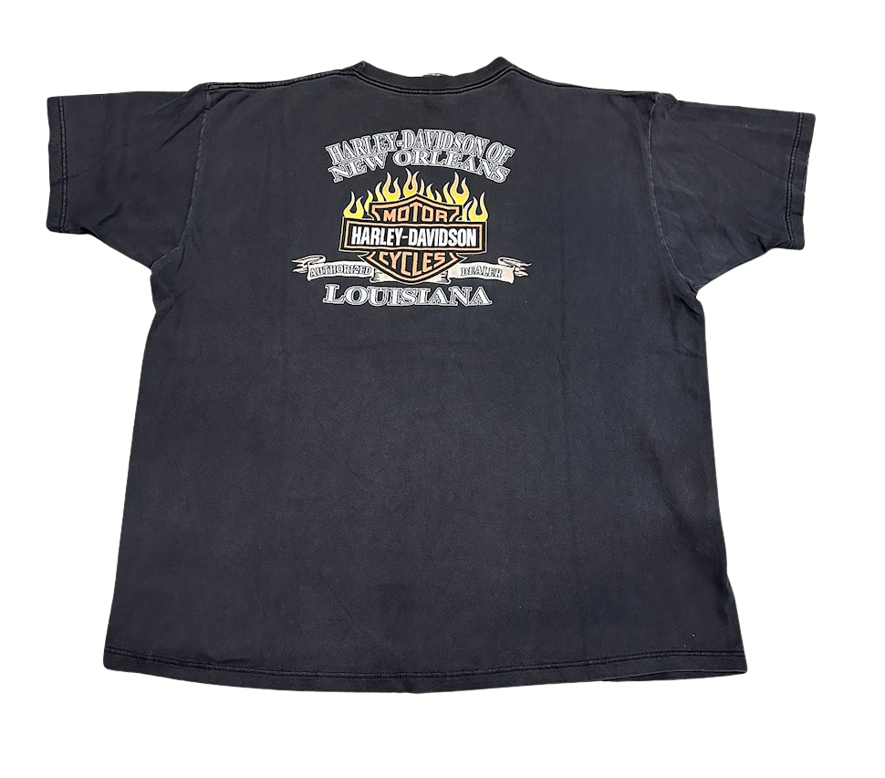 Harley Davidson 'New Orleans, LA' Vintage 90s Washed Black Tee