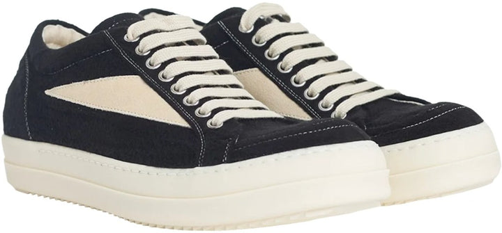 Rick Owens 'Felted-Wool' Black/Milk Vintage Low Sneaks