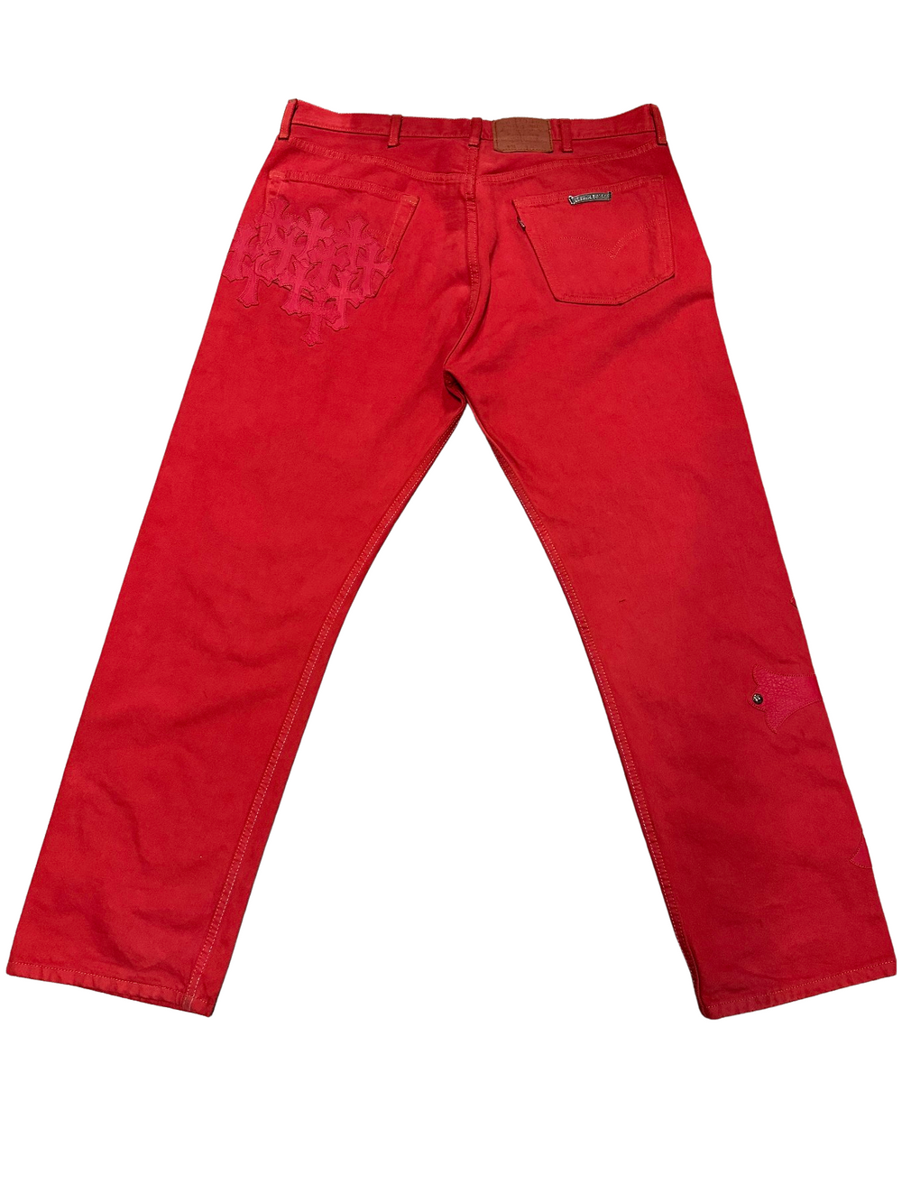 Chrome Hearts '18 Patch' Red Jeans