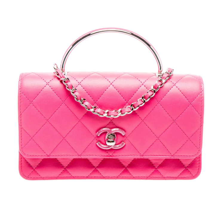 Chanel 'Fuchsia' Enamel Metal Handle Bag