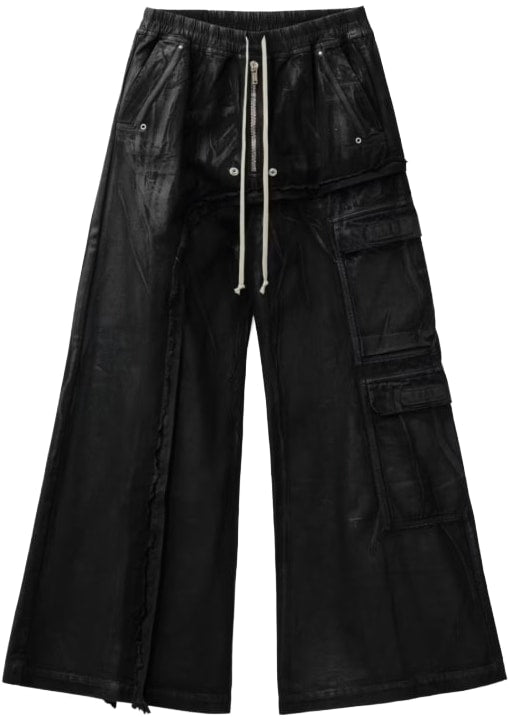 Rick Owens DRKSHDW 'Black' Imbalanced Double Cargo Jumbo Belas