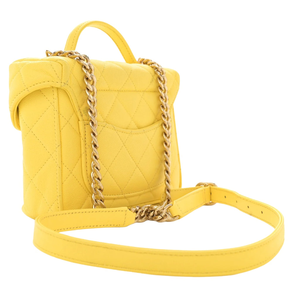 Chanel 23C Yellow Caviar Vanity Chain Shoulder Bag