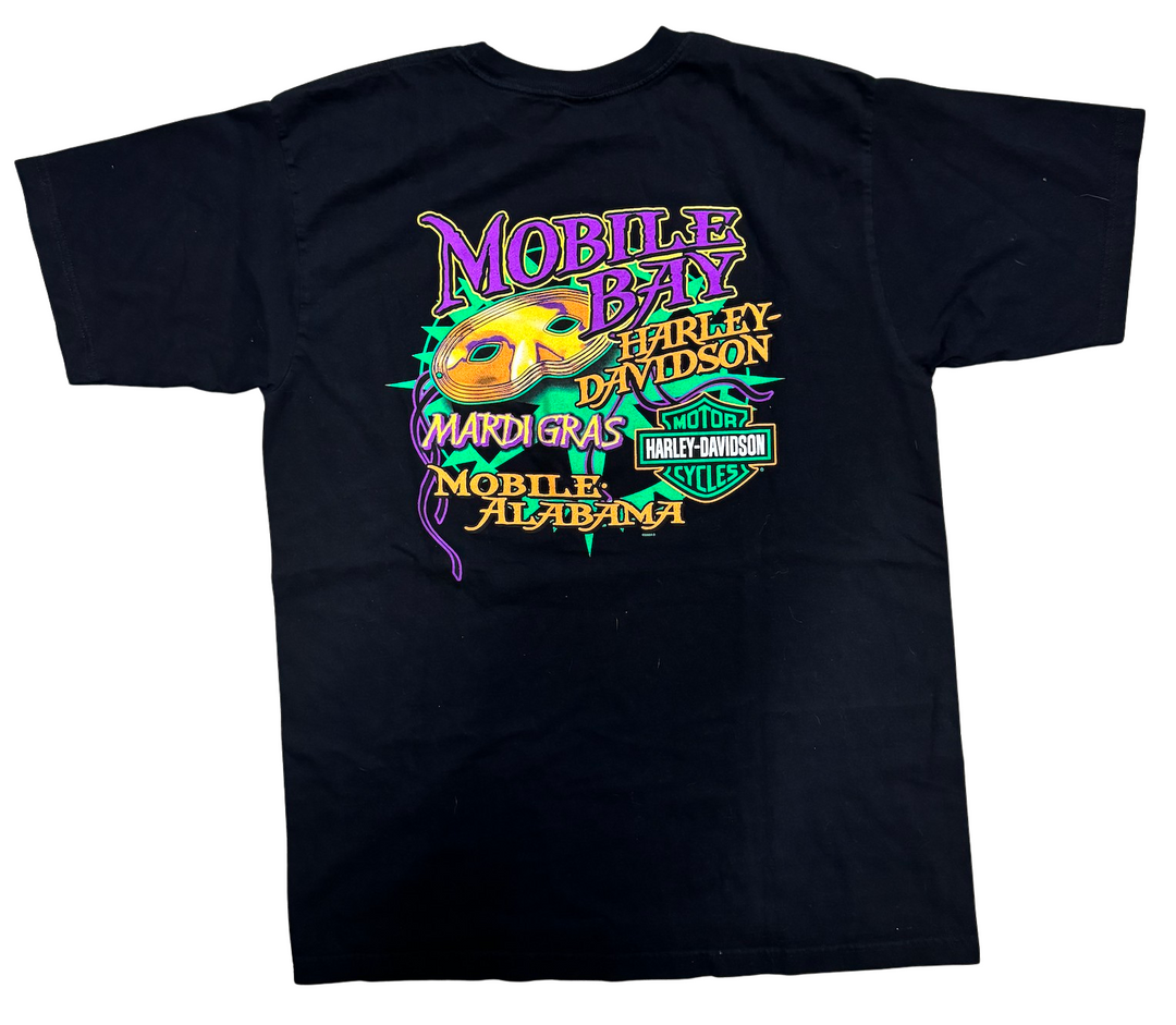 Harley Davidson 'Mobile Bay Mardi Gras' Black Vintage Tee