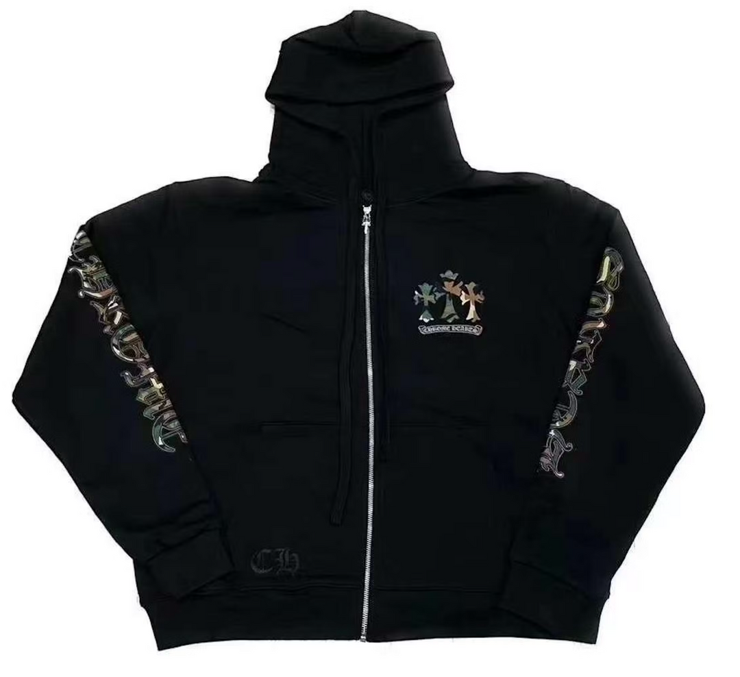 Chrome Hearts 'King Taco' Camo Zip Up Hoodie