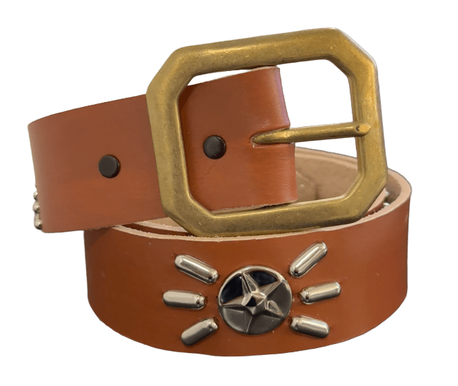 Studded 'Brown Scale Silver Star Spider Gem' Brown Belt