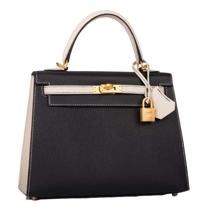 Hermès 'Black & Craie' Epsom Kelly Sellier 25 Bag