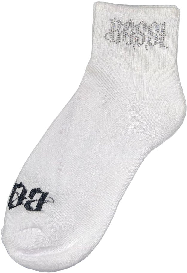 Bossi 'Light Silver Logo' Rhinestone Socks