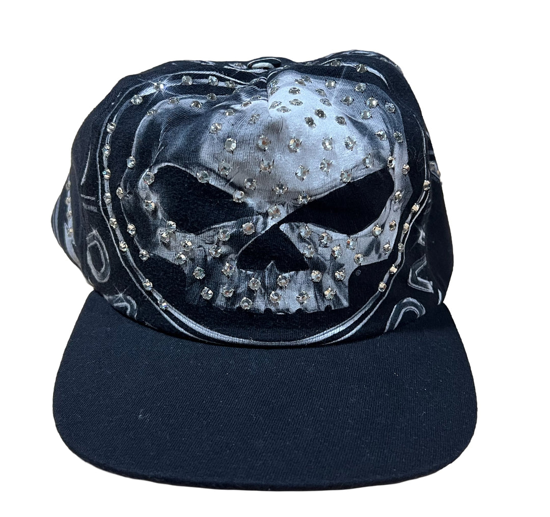 Bossi 'Black and White Skull' Rhinestone Snapback Hat