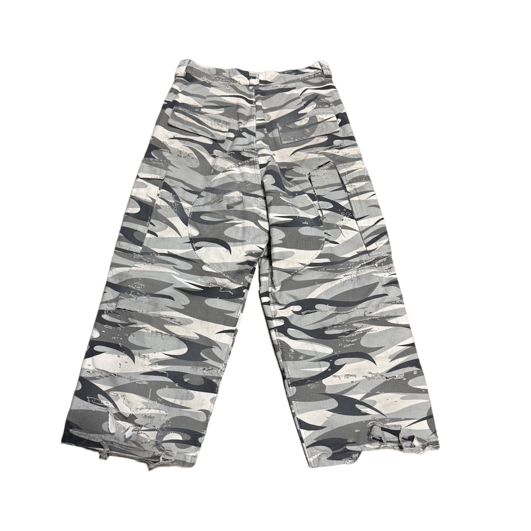 Balenciaga 'White Camo' Distressed Cargo Pants