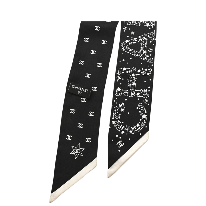 Chanel Silk 'CHANEL' Constellation Logo Slim Bandeau Scarf