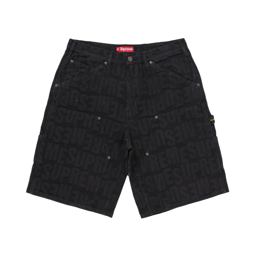 Supreme Repeat Jacquard Double Knee Denim Short Black