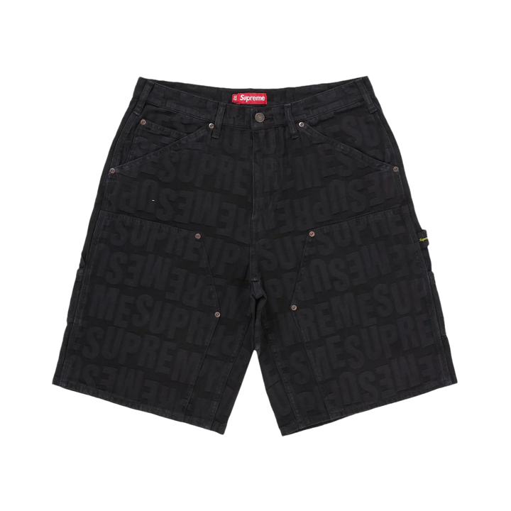 Supreme Repeat Jacquard Double Knee Denim Short Black