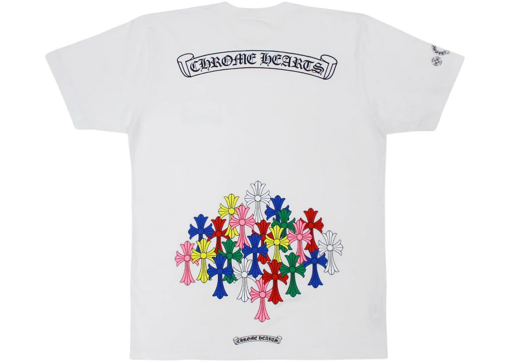 Chrome Hearts 'Multicolor Cross Cemetery' Scroll Logo White Pocket Tee