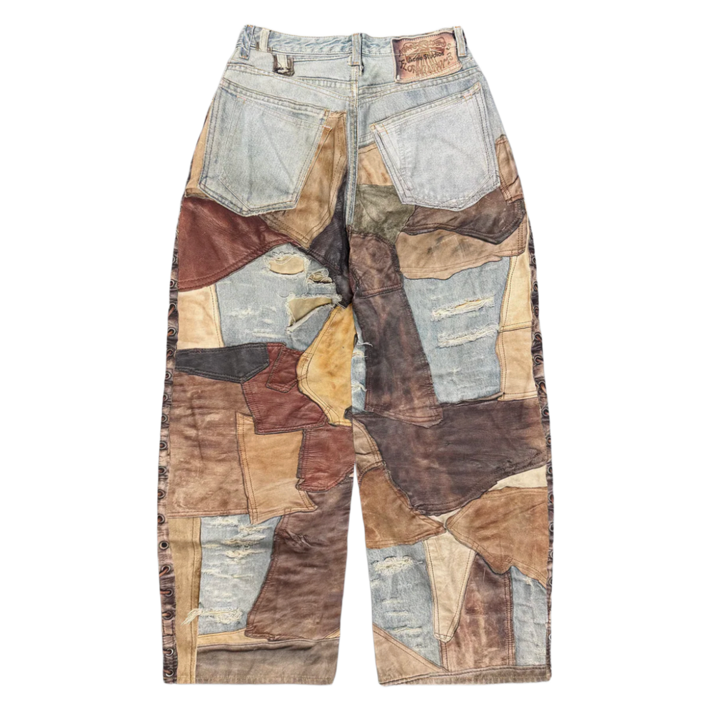 Acne Studios 'Leather Patchwork' Denim Jeans