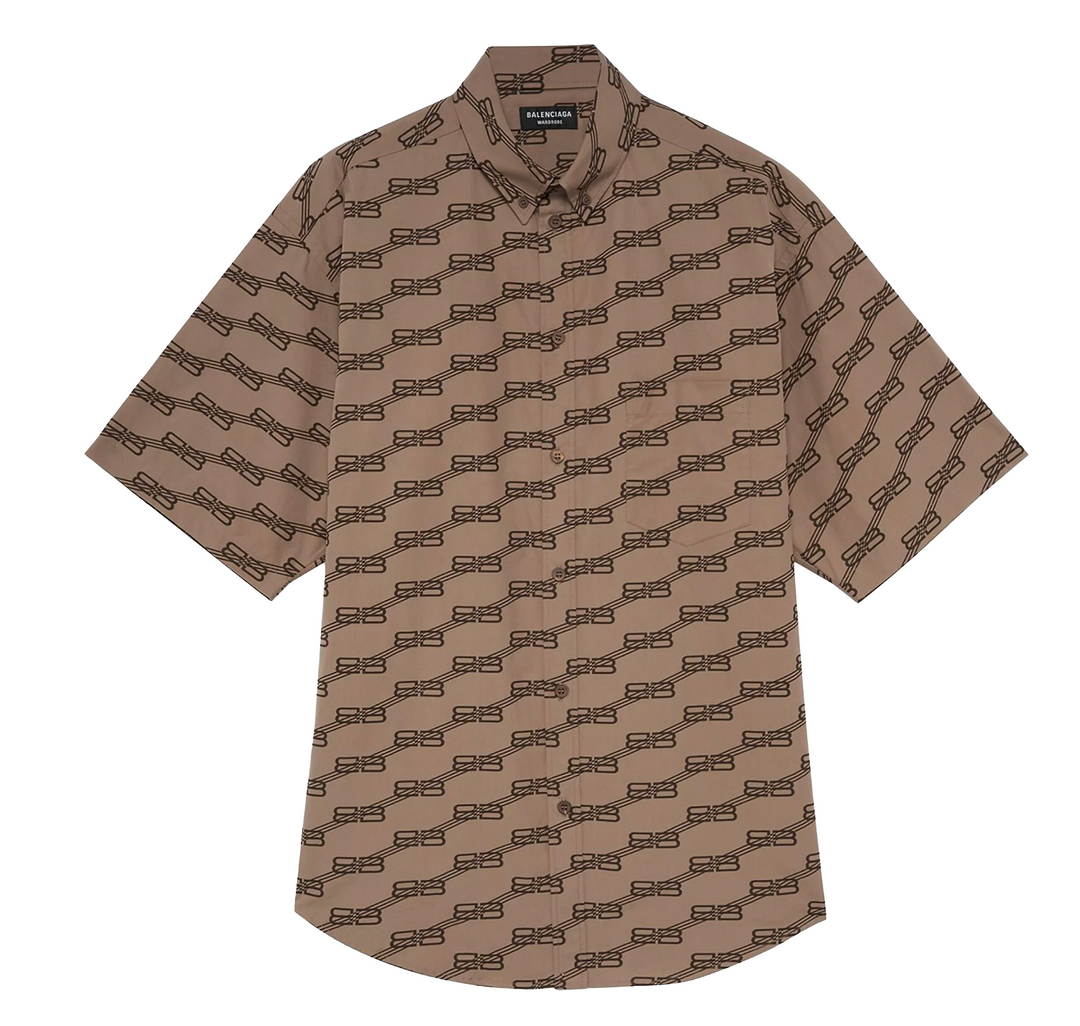 Balenciaga 'BB Monogram' Brown Button Shirt