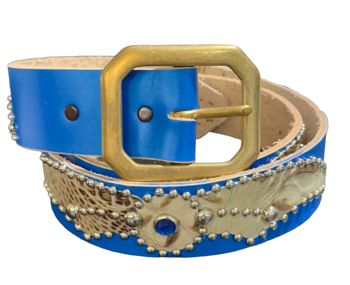 Studded 'Tan Gradient Snakeskin Sun Spider Gem Blue Blet