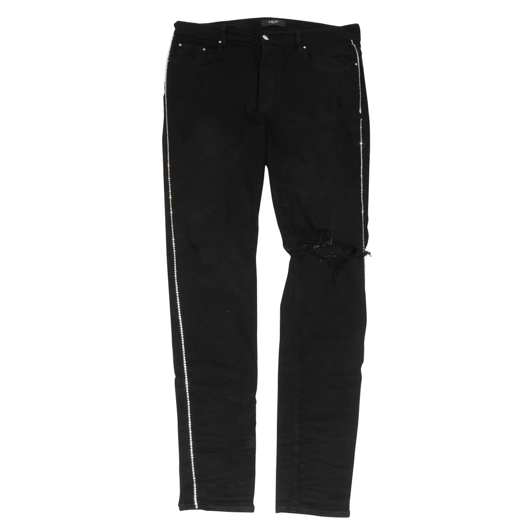 Amiri 'Crystal Track' Black Jeans