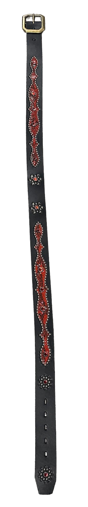 Studded 'Red/Red Snakeskin' Black Belt