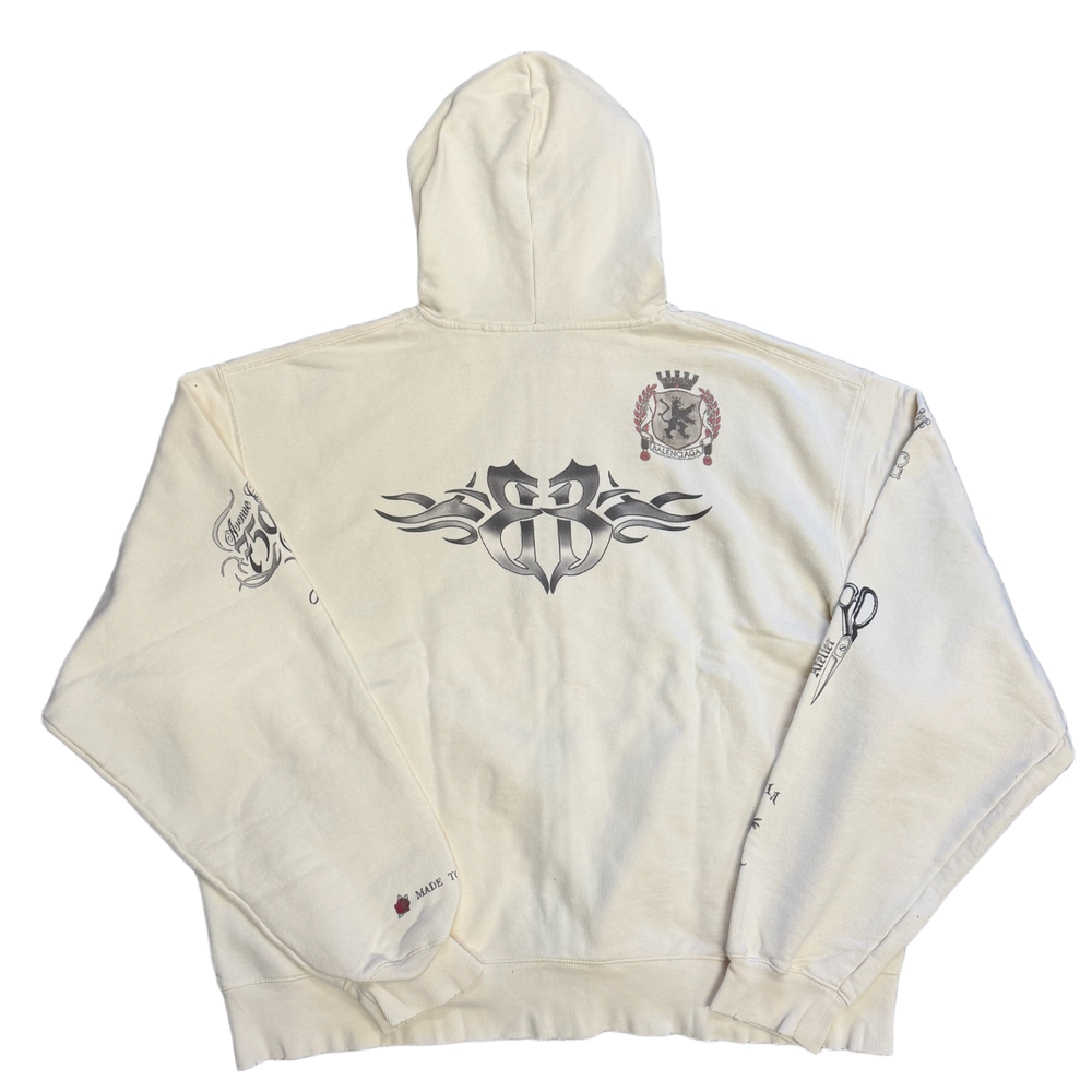 Balenciaga 'Cream' Tattoo Baggy Zip-Up
