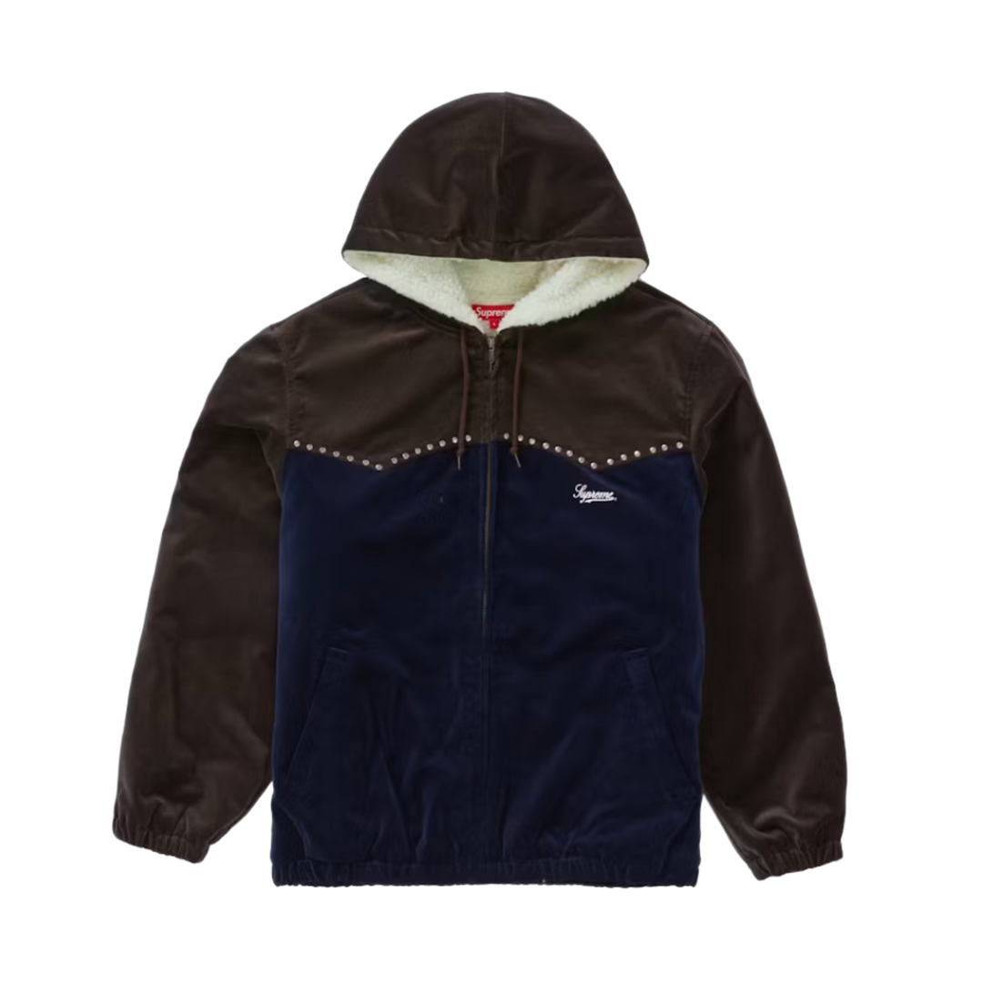 Supreme 'Blue/Brown' Studded Velour Zip Up Sweatshirt