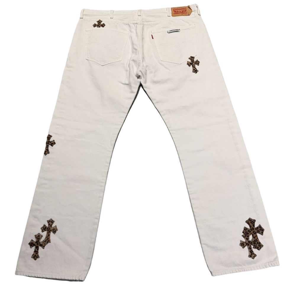 Chrome Hearts Levi's 501 'Leopard Cross Patch' Patch Jeans