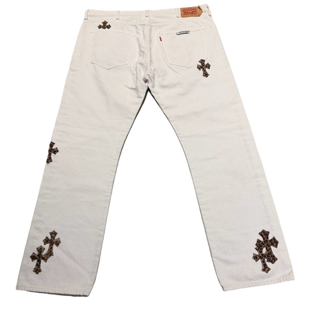 Chrome Hearts Levi's 501 'Leopard Cross Patch' Patch Jeans