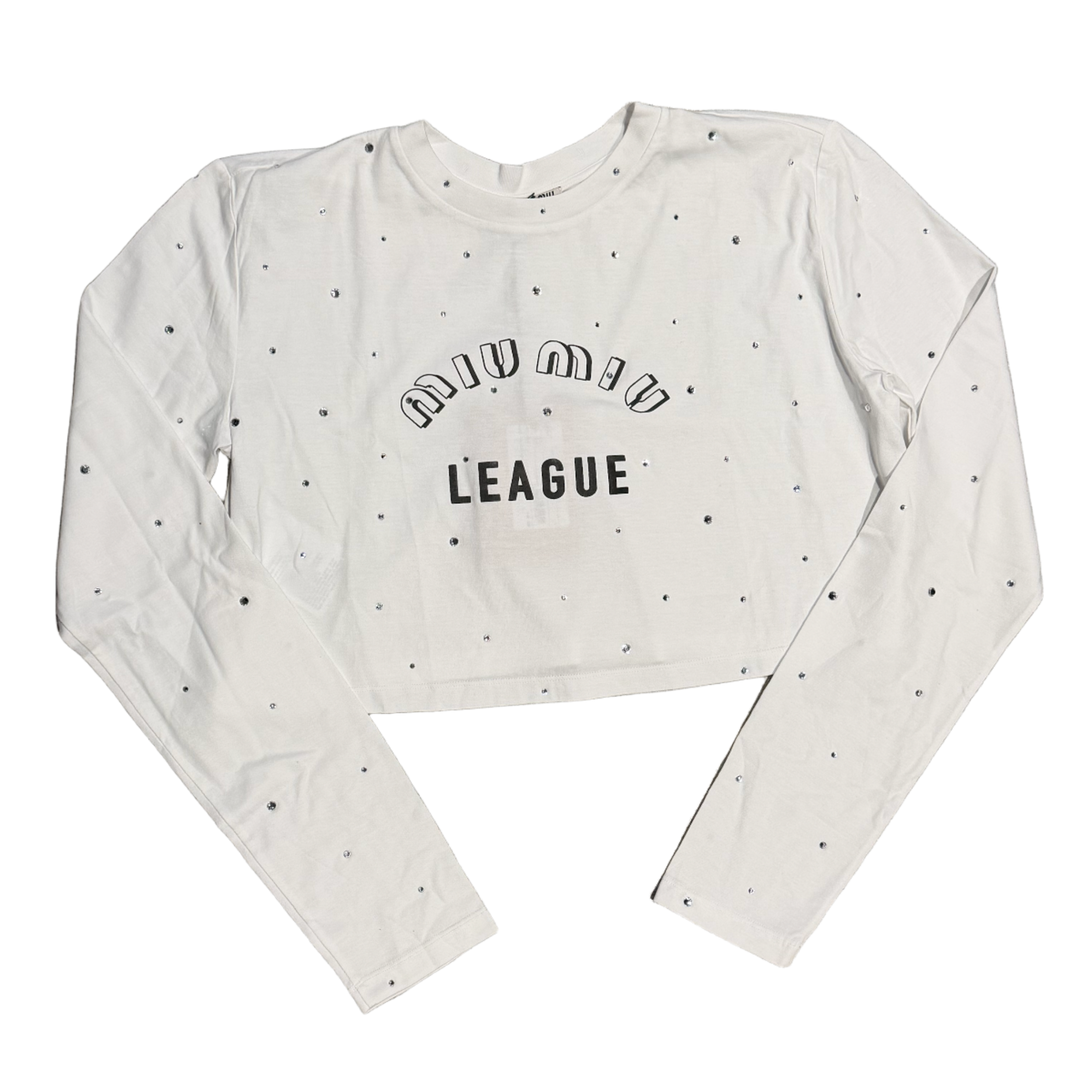 Miu Miu 'Rhinestone Legacy' Womens Cropped Longsleeve