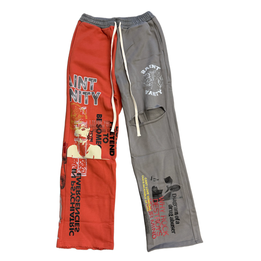 Saint Vanity 'Orange/Grey' Sweatpants