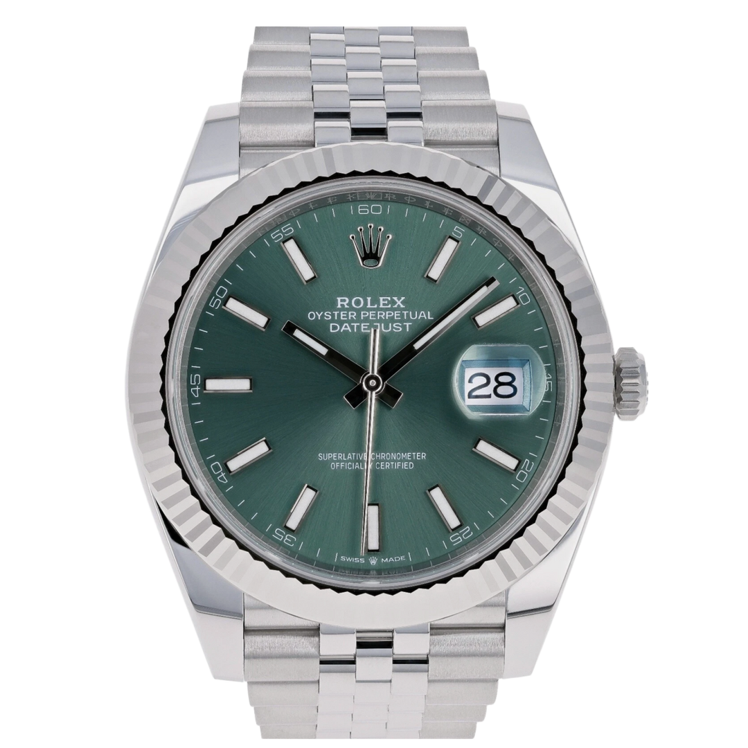 Rolex Datejust 'Mint Green Index Dial' 41 Oyster Bracelet Watch 2025 126334