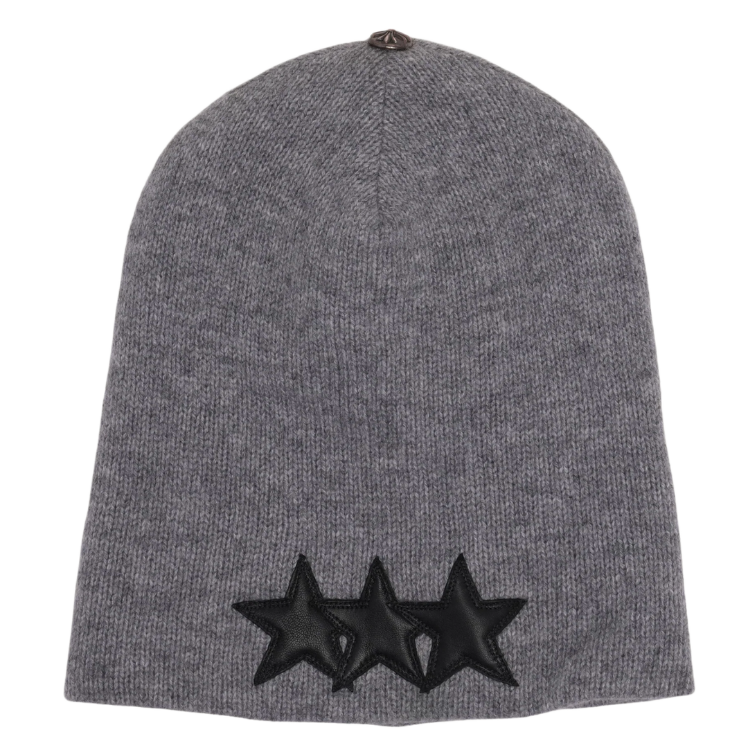 Chrome Hearts 'Black Triple Star' Grey Cashmere Beanie