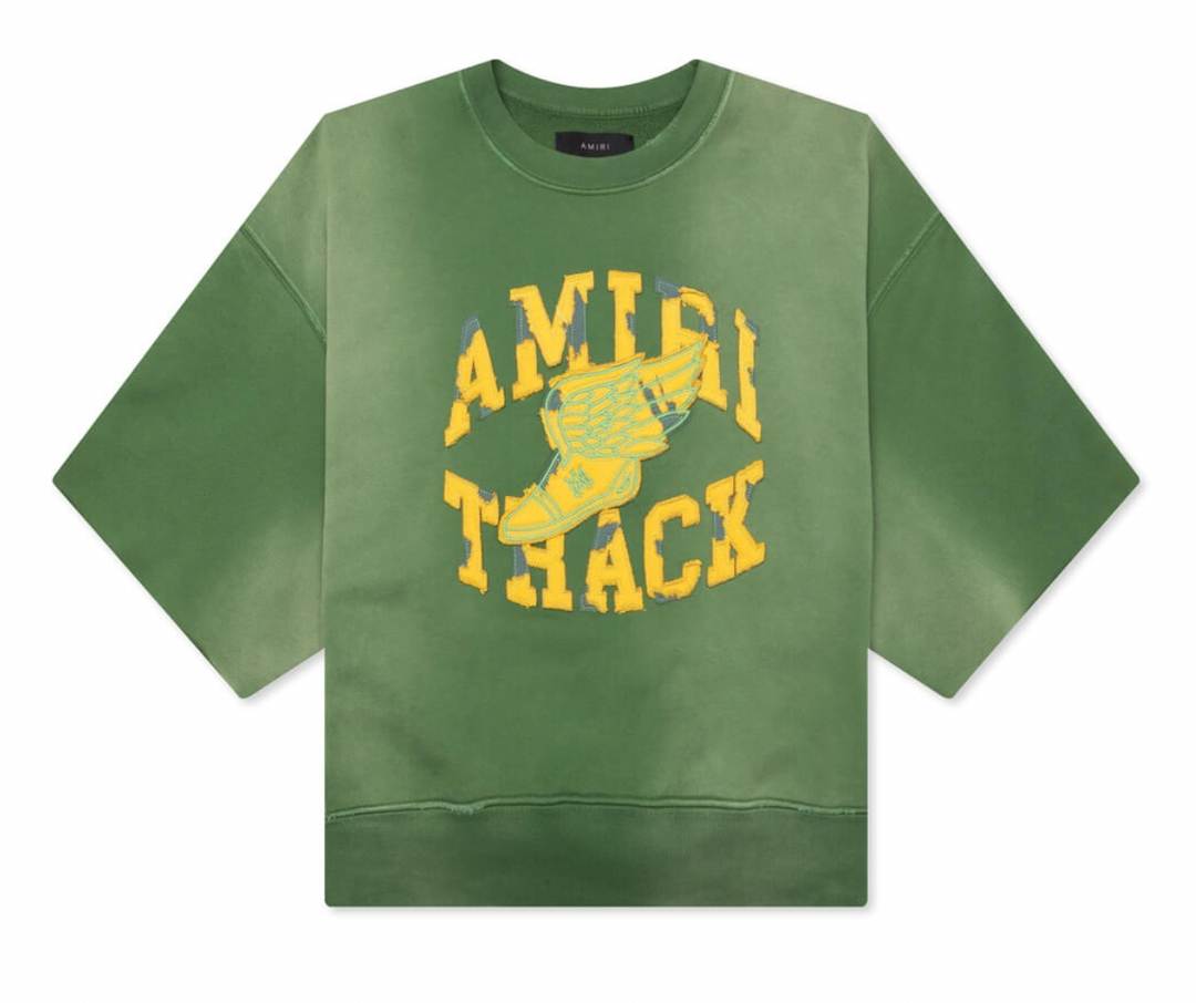 Amiri 'Track' Green Cutoff Crewneck Tee