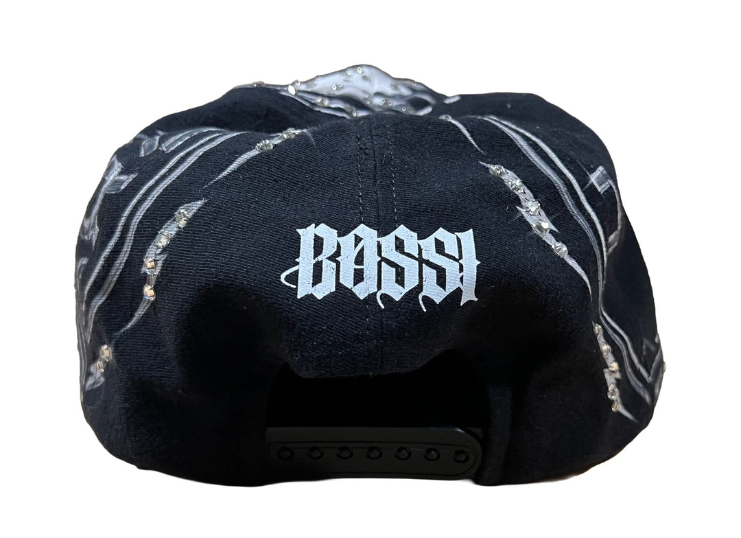 Bossi 'Black and White Skull' Rhinestone Snapback Hat