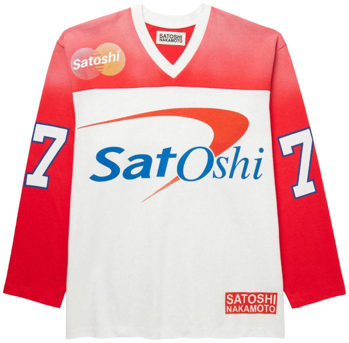 Satoshi Nakamoto 'Bank of Satoshi' Red Longsleeve Tee
