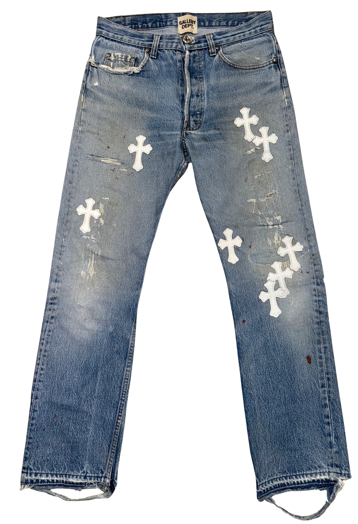 Chrome Hearts x Gallery Dept 'White Cross' 16 Patch Jeans