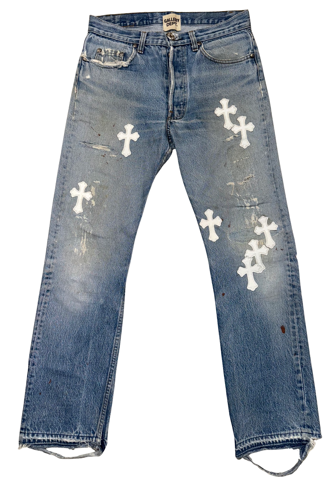 Chrome Hearts x Gallery Dept 'White Cross' 16 Patch Jeans