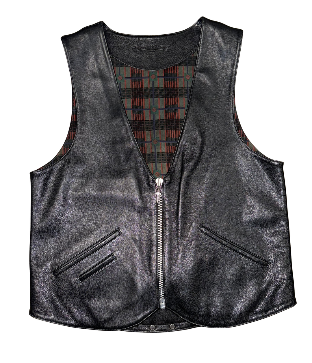 Chrome Hearts 'Black' Leather Cross Patch Biker Vest