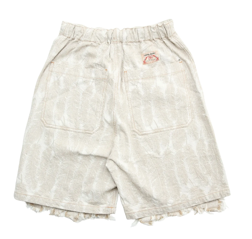 Kapital 12 Oz 'Magpie' Double Knee Cream Denim Shorts