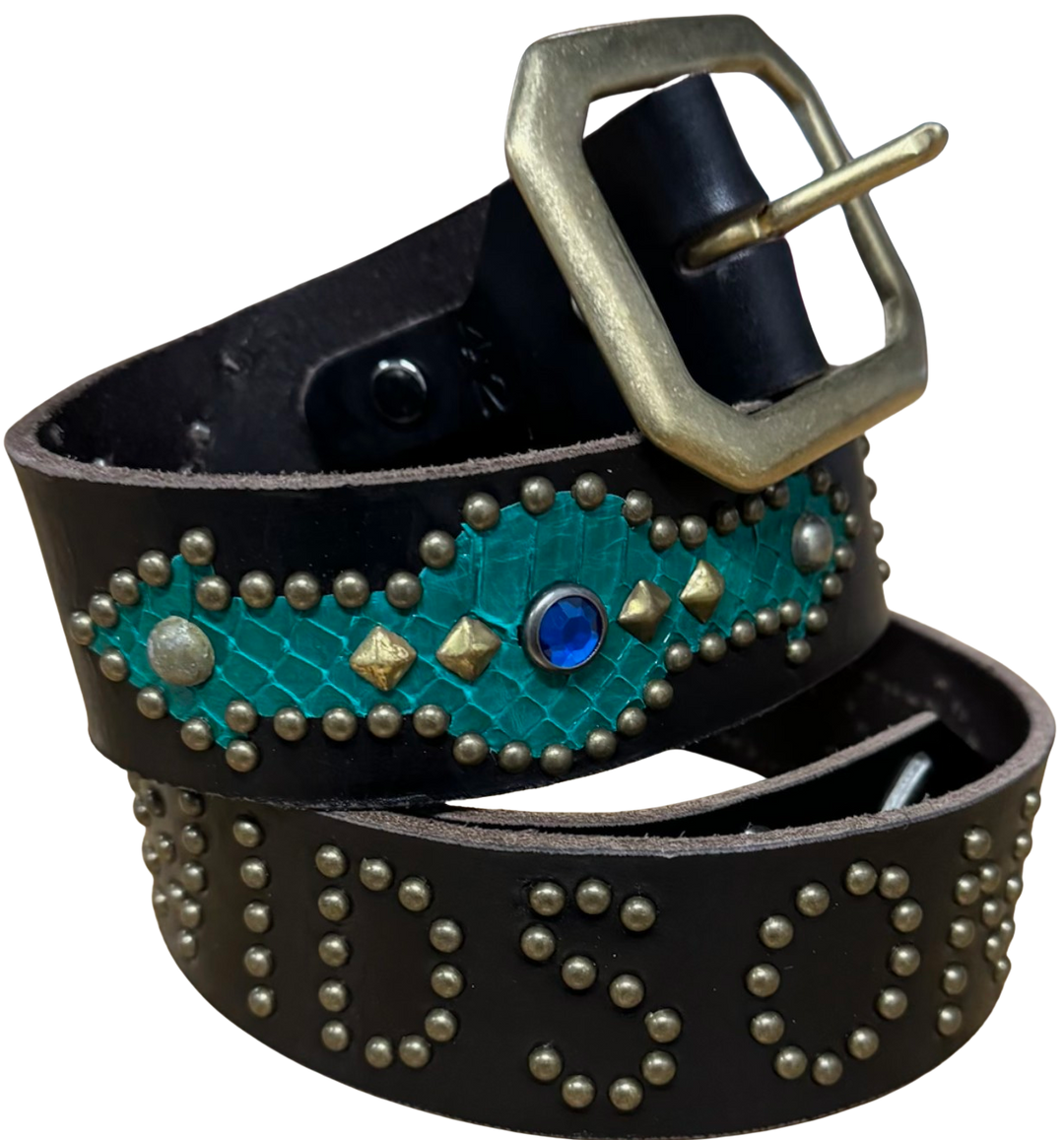 Studded 'Teal Snake' Harley Davidson Belt