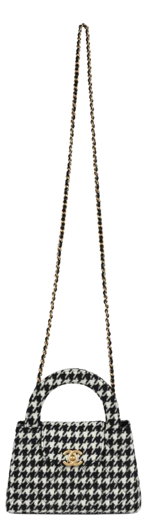 Chanel Houndstooth Tweed Small Kelly Shopper