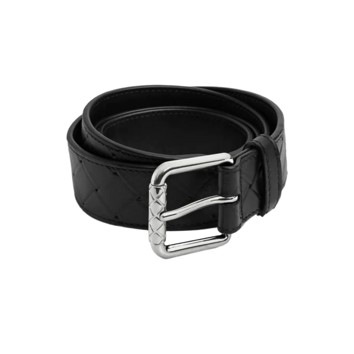 Bottega Veneta 'Black' Intrecciato Stamp Belt