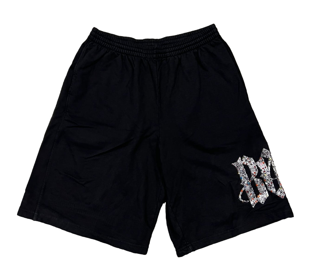 Bossi 'Multi-Color Rhinestone' Black Sweat Shorts