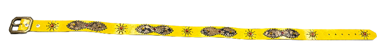 Studded 'Snakeskin Brown Black/ Red Sun Gem' Yellow Belt