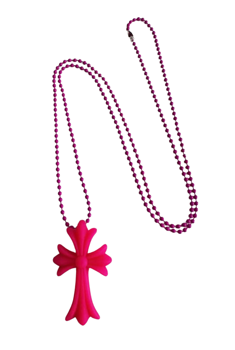 Chrome Hearts 'Pink Cross Rubber' Necklace