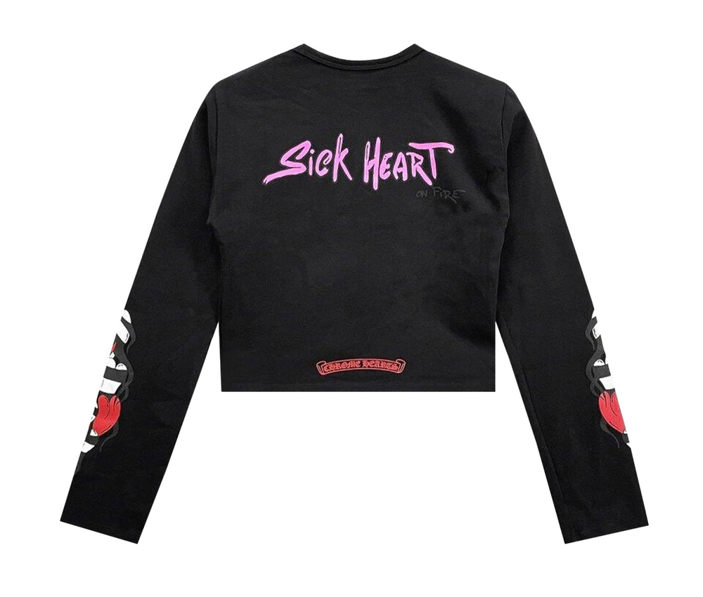 Chrome Hearts Matty Boy 'Sick Heart' Women's Long-Sleeve Crop Top