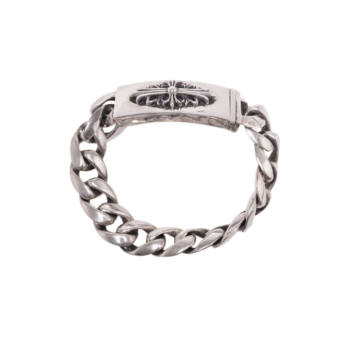 Chrome Hearts 'Floral Cross' 9.5in Silver Bracelet