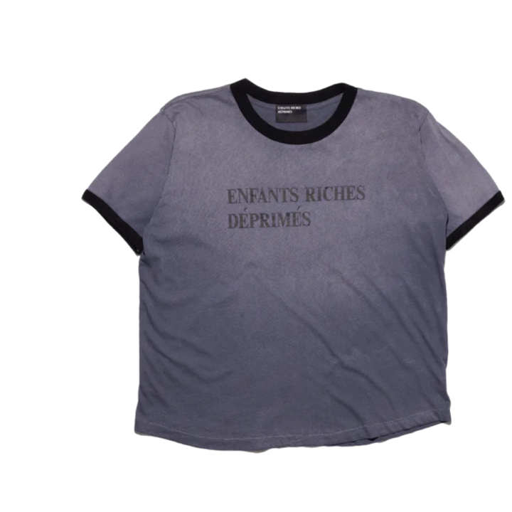 Enfants Riches Deprimes 'Grey/Blue' Logo Ringer Tee