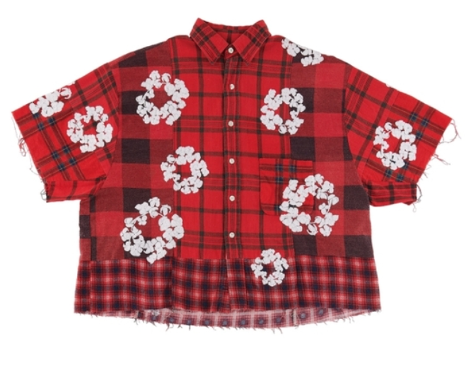 Denim Tears x Readymade 'Check' Wreath Short Sleeve Flannel Shirt